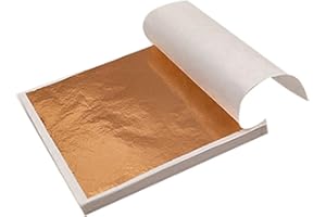 SUKEVITOR 200 Sheets Rose Gold Leaf Sheets, Gilding Foil Paper, Gold Foil for Paintings, Arts, Crafts, Nail Handcrafts, Frames, Furniture Decoration
