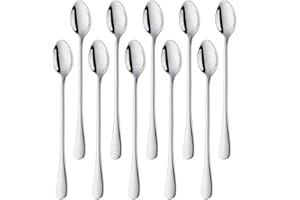 Generi Cucharillas largas de acero inoxidable, juego de 10 cucharas de mango largo, de acero inoxidable, para mezclar té frío, café, cócteles, batidos, bebidas frías
