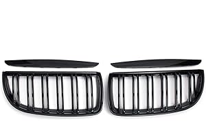 Viviance Paar glänzend schwarz Doppel Lamellen Sport Nierengitter Grill Set kompatibel mit BMW E90 E91 2005-2008