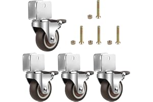 CPROSP 4 Redas para Cuna Ruedas con Freno en U φ50mm, Ruedas para Cuna de Bebe, Soporte Hasta 75KG, Ruedas Giratorias Silencio, Apto para Muebles, Soportes de Flores, Cunas, 20MM Apertura de la Placa