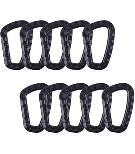 6 Moschettoni In Alluminio 7,6 Cm A Forma Di D Con 6 Portachiavi - Leggeri E Resistenti, Carico Max 22,7 Kg - 3