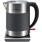 Bosch TWK7S05 kabelloser Wasserkocher, Abschaltautomatik, Überhitzungsschutz, Dampfstopp-Automatik, einfache Reinigung, 1,7 L