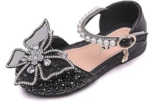 OFANYIA Toddler Girls Princess Dress Shoes Sequins Butterfly Mary Jane Wedding Party Bridesmaids Low Heels Dance Birthday Sandals Special Occasion Shoes Ballet Flats Shoes for Children