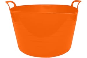 Neat. 75L Flexi Tubs - Versatile Large Garden Tubs with Handles, Handy Builders Heavy Duty, Bath & Flexi Bucket, Durable Bucket for Home & Garden (Orange - Pack of 1)