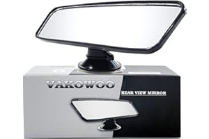 VAKOWOO Rear View Mirror for Driving Test, Secondary Instructor Examiner Learner Mirror, Adhesive Interior Suction Cup Car Mirror for Driving Lesson (200 X 62 mm)