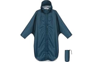 ANYOO Poncho de pluie imperméable avec capuche et manches, Léger manteau de pluie avec poche pour femmes et hommes pour la randonnée, le cyclisme en plein air, taille unique