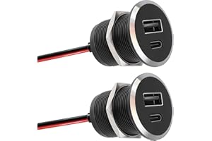 Obeaming Ładowarka USB 12 V Camper, gniazdo ładowarki USB C W pełni aluminium C 3.0 USB-A i USB-C PD Podwójna szybka ładowarka podtynkowa do samochodów morskich (mała 2)