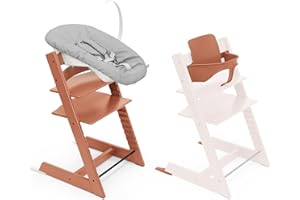 Stokke Tripp Trapp High Chair, Terracotta (Includes Chair & Baby Set2) with Newborn Set - Safe, Adjustable, Ergonomic Design