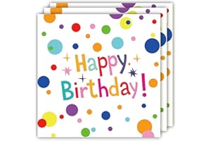 ELEDREME 40 Stück servietten geburtstag,33x33cm tischdeko geburtstag servietten bunt gepunkteter, happy birthday serviettes kindergeburtstag für Junge Mädchen Geburtstag Party Deko