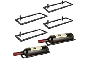 CYEER 6 Pack Wall Mounted Wine Rack, Black Metal Wall Wine Rack Wine Holder with Screws, Wine Bottle Display Organizer Holder, Red Wine Rack for Home Kitchen Bar