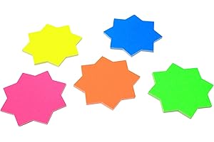 Bright Ideas Fluorescent Stars. Flash Stars Size 3” Inch, Approx 7.6cm x 7.6cm, Pack of 50 Assorted Colours. Ideal for Eye-catching Shop Retail and Price Signs. BI1040.