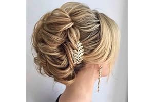 Yheakne Peine de Novia, Pieza de Pelo de Hoja Dorada, Tocados de Boda, Peine Lateral, Accesorios para el Cabello de Boda para Novia y Damas de Honor