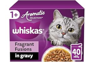 WHISKAS Cat Pouches Aromatic Fusion in Gravy 40x85g –Tasty Wet Cat Food with Flavorful Fusion in Gravy