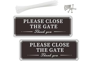 XERTEAM 2 Pack Beware of Dogs Sign, 9.8'' x 3.5'' PLEASE CLOSE THE GATE Aluminum Signs with Zip Ties & Screws, Do Not Enter Warning Sign Dog Will Bite Safety Sign for Outdoor Gate Wall Fence