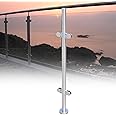 ROMYIX 316 Stainless Steel Glass Balustrade with Glass Clamps and Rubbers,1100mm Middle Post Balustrade Posts Glass Railing Column Outdoor Handrail,fits 10~12mm Toughened Glass (Middle Post)