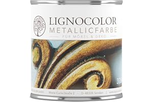 Lignocolor Metallicfarbe für Möbel | Effektfarbe für Holz, Fliesen, Metall, Kunststoff uvm. im Innenbereich | viele Farbtöne verfügbar (Antique Gold, 375 ml)