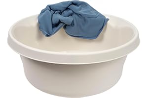 KADAX Matowa plastikowa miska do prania, miska z tworzywa sztucznego, okrągła miska do płukania, wytrzymała miska na wodę do użytku domowego do łazienki, uniwersalna (kremowa, 20 l)