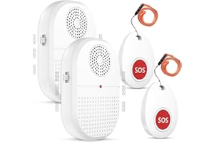 DAYTEE Daytech Allarme per Anziani,Pulsante Salvavita Anziani,Campanello per Anziani,Ideale per Le Persone Care che Necessitano di Assistenza Domiciliare(2 Ricevitore + 2 Pulsanti)