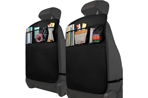 Vexran 2 protectores de respaldo de coche para niños, con 2 bolsillos de malla, protector de asiento trasero para niños, organizador impermeable