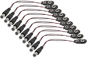 Hailege 10 szt. 9 V zaciski do akumulatora 9 V typu I Snap-on skóra sprzączka do baterii złącze wtykowe z wtyczką DC 5,5 x 2,1 mm (typ I z wtyczką DC)