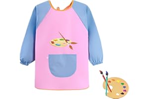 LILIKAI Blouse de peinture école 1ère classe Tablier de peinture pour enfants à partir de 6 ans, tablier de peintre pour garçon, tablier de bricolage, tablier à encre pour enfant, imperméable 7-12 ans,