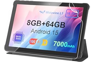 ‎AWOW AWOW Tablet 10 Zoll Android 15: 2025 Neueste 7000mAh Octa-Core 8GB RAM+64GB 1TB TF Tablet PC mit WiFi 6 2.4G/5G Bluetooth 5.0 1280 * 800 FHD GMS Dual Kamera mit Hülle und Schutzfolie