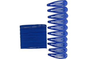 CAPRILITE 30 PCS Sleepie Elastics Hair Head Bands Snap Clips Hairbands Bobbles SCHOOL SET (Royal Blue)