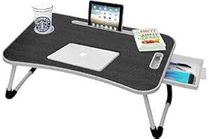 Callas Multipurpose Foldable Laptop Table with Cup Holder | Drawer | Mac Holder | Study Table, Breakfast Table, Foldable and 