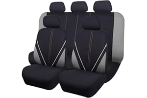 ‎FLYING BANNER Flying Banner Universal atmungsaktive Netzstoff-Autositzbezüge, komplettes Set Airbag-kompatible Kissen Schutz (Schwarz und Grau)