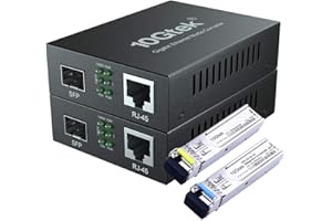 10Gtek a Pair Gigabit Ethernet Media Converter, SFP Slot with a Pair Bidi SFP Module, Single-Mode Single LC Fiber, 1310/1550nm, up to 20km