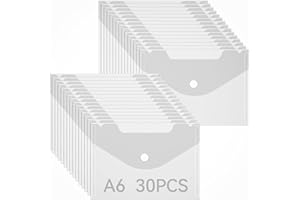 FAMCUCHE 30 Pcs Plastic Wallets, A6 Waterproof Clear Plastic Folders with Snap Button, 17×12 cm Document Wallets, A6 Simple Small Popper Wallet for Home, School, Office, Travel