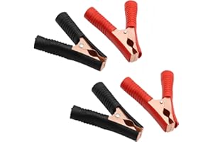 FYKZQWDS 4Pcs Crocodile Clips,Small Crocodile Clips Jump Leads Heavy Duty Jump Lead Clamps 2 red and 2 Black Crocodile Clips Durable Power Cable Used for Ships Automobiles Trucks