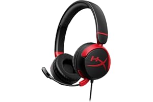HyperX Cloud Mini Wired Gaming Headset, 30mm Driver, Volume Limiting 85dB, Flip to Mute Microphone, for Kids 8-12, Compatible with PC, Switch, PlayStation, Steam Deck, Black