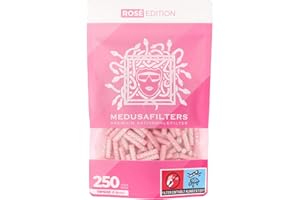 Medusafilters 250 Filtros de Carbón Premium Slim Ø 6mm | Tip Size | ROSÉ Edition | con tapones de fibra vegana y carbón activo de cáscara de coco