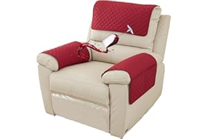 ZGDDPZA Waterproof Armchair Arm Cover 1 2 3 Seater Headrest Cover for Recliner Chair Anti-Slip Armchair Slipcover with Pockets Organiser Sofa Chair Arm Protector F for Dog, Cat, Pets (Red,1 Seat 3 pc)