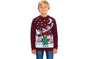 SAANS247 Boys Girls Kids Children Unisex Christmas Xmas Knitted Novelty, Retro, Elf, Football Jumper Sweater