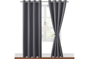 Hiasan Verdunklungsvorhänge Gardinen mit Ösen,Dunkelgrau Blickdicht Vorhänge,2 Stück,140 x 245 cm (Breite x Höhe),weiche Schiebevorhänge für Schlafzimmer,Wohnzimmer usw.