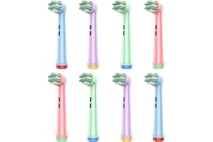 Rebeool Testine Spazzolino Elettrico Compatibile Con Oral B, Bambini Ricambi per Pro kids, Junior, 6-12 anni, Pulizia Delicata ed Efficace di Gengive, 8 Testine, Multicolore