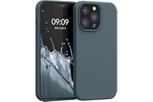 kwmobile Carcasa Compatible con Apple iPhone 13 Pro Funda - Case TPU y Silicona antigolpes - Apto Carga inalámbrica - Pizarra Oscura