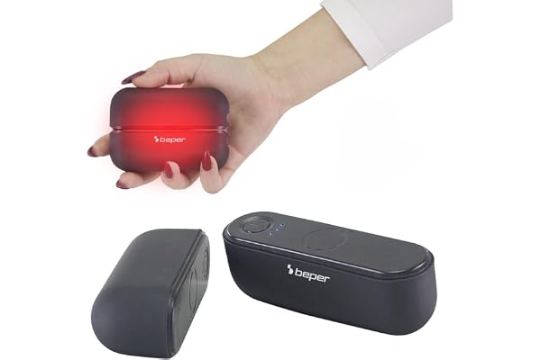 BEPER P203TFO050 Uppladdningsbar magnetisk handvärmare, bärbar handvärmare med 3 värmenivåer, dubbel användning (gemensam eller separat), 7 timmars batteritid, USB-C-laddning
