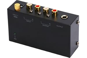 SEPTPENTA Preamplificador de Tocadiscos Phono de 100‑240 V, con Entrada RCA Estéreo Salida RCA, Operación de Control de Perilla Independiente, Preamplificador de Preamplificador de Tocadiscos Mini Phono(UE)