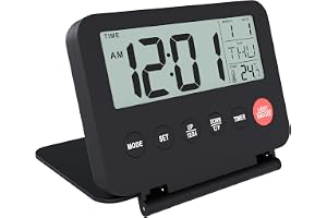 Liten Digital Väckarklocka för Resor Batteridriven av MMOBIEL - Bärbar Väckarklocka för Resor -Digital Klocka, Alarm, Snooze