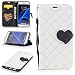 Produktbild Lonchee Samsung Galaxy S7 Wallet Tasche Brieftasche Schutzhülle,Liebesschnalle Farbabstimmung Design Hochwertige PU Leder Folio Tasche Case Hülle im Bookstyle mit Standfunktion Kredit Kartenfächer Abnehmbare Handschlaufe(Weiß)
