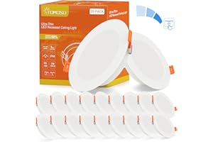 TOMOSU Spot LED Encastrable Dimmable Extra Plat, 7W 700LM Equivalent 70W Incandescence, IP44 Spot Etanche Salle de bain, Blanc Froid 6000K, Trou Φ95-105mm, AC220-240V, Pour Cuisine, Salon, Chambre, Lot de 20