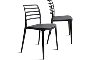 THE SECRET HOME─ Silla de Comedor o de Trabajo de Polipropileno─ para Interior, Cocina o salón─ Estilo Nórdico. Varios Modelos (Modelo 1 Negro- Pack de 2)