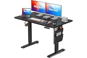 Marsail Standing Desk Adjustable Height, Electric Standing Desk with Starage Bag, Stand up Desk for Home Office Computer Desk Memory Preset with Headphone Hook, 120 x 60cm