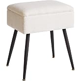 Aibiju Plush Faux Fur Dressing Table Stool Rectangular Stool with Storage Vanity Seat Small Side Table for Makeup Room Bedroo