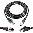 Lonlonty M12 to RJ45 Industrial Ethernet Cable,Automation Systems Interconnect M12 4 Pin D Code Male to RJ45 Male Shielded Cable Assembly, Cat5e SFTP 4PR/26AWG 2M/6.6Ft