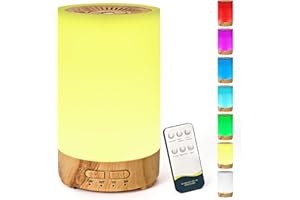 LURICO Diffusore di aromi con luce LED a 7 colori, umidificatore con struttura in legno da 150 ml, per oli essenziali, senza acqua, spegnimento automatico, per camera da letto, ufficio, yoga, spa