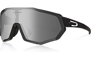 ‎QUESHARK Queshark Sportbrillen Fahrrad Brillen Damen Herren Polarisierte UV400 Schutz mit 3 Wechselgläser Radbrillen für Outdoor-Sport Radfahren Motorradfahren Laufen Angeln Golf